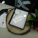 Customisation Couple Names Keychain +Heartbeat+Heart 92.5 Silver plated