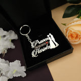 Wedding Date Couple Names Premium Keychain 92.5 Silver plated
