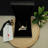 Personalized Flower Name Pendant 22K Gold Plated