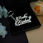 Radhe Krishna Premium Keychain with 92.5 Silver Plated
