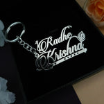 Radhe Krishna Premium Keychain with 92.5 Silver Plated