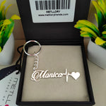 Customisation Name Keychain +Heartbeat+Heart 92.5 Silver plated