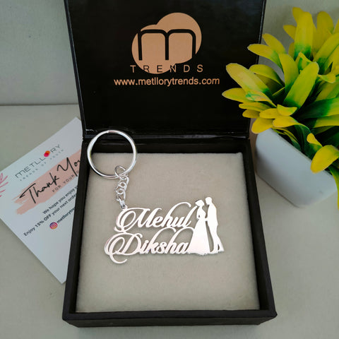Wedding Couple Names Premium Keychain 92.5 Silver plated