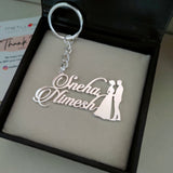 Wedding Couple Names Premium Keychain 92.5 Silver plated
