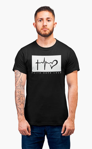 Men's Round Neck FAITH HOPE LOVE T-Shirt