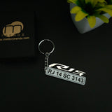 Customisation Bike Number Plate Keychain 92.5 Silver Plated