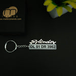 Customisation Bike Number Plate Keychain 92.5 Silver Plated