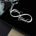 Customization Infinity Symbol Couple Name Keychain 92.5 Silver Plated