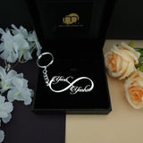 Customization Infinity Symbol Couple Name Keychain 92.5 Silver Plated