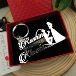 Customization Engagement Date Couple Name Keychain 92.5 Silver Plated