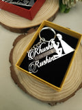 Customization Engagement Date Couple Name Keychain 92.5 Silver Plated