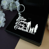 Family 4 Member Names Premium Keychain 92.5 Silver plated