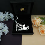 Family 4 Member Names Premium Keychain 92.5 Silver plated