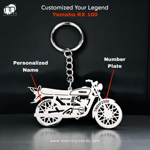 Yamaha RX 100 Bike Custom Keychain 92.5 Silver Plated