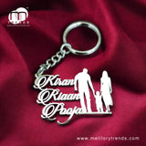 Family 3 Member Names Premium Keychain 92.5 Silver plated