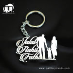 Family 3 Member Names Premium Keychain 92.5 Silver plated