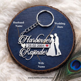 Wedding Date Couple Names Premium Keychain 92.5 Silver plated