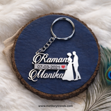 Wedding Date Couple Names Premium Keychain 92.5 Silver plated