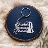 Wedding Date Couple Names Premium Keychain 92.5 Silver plated