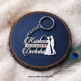Wedding Date Couple Names Premium Keychain 92.5 Silver plated