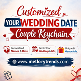 Wedding Date Couple Names Premium Keychain 92.5 Silver plated