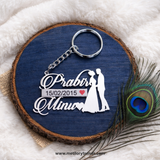 Wedding Date Couple Names Premium Keychain 92.5 Silver plated