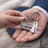 Wedding Date Couple Names Premium Keychain 92.5 Silver plated