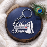 Wedding Date Couple Names Premium Keychain 92.5 Silver plated